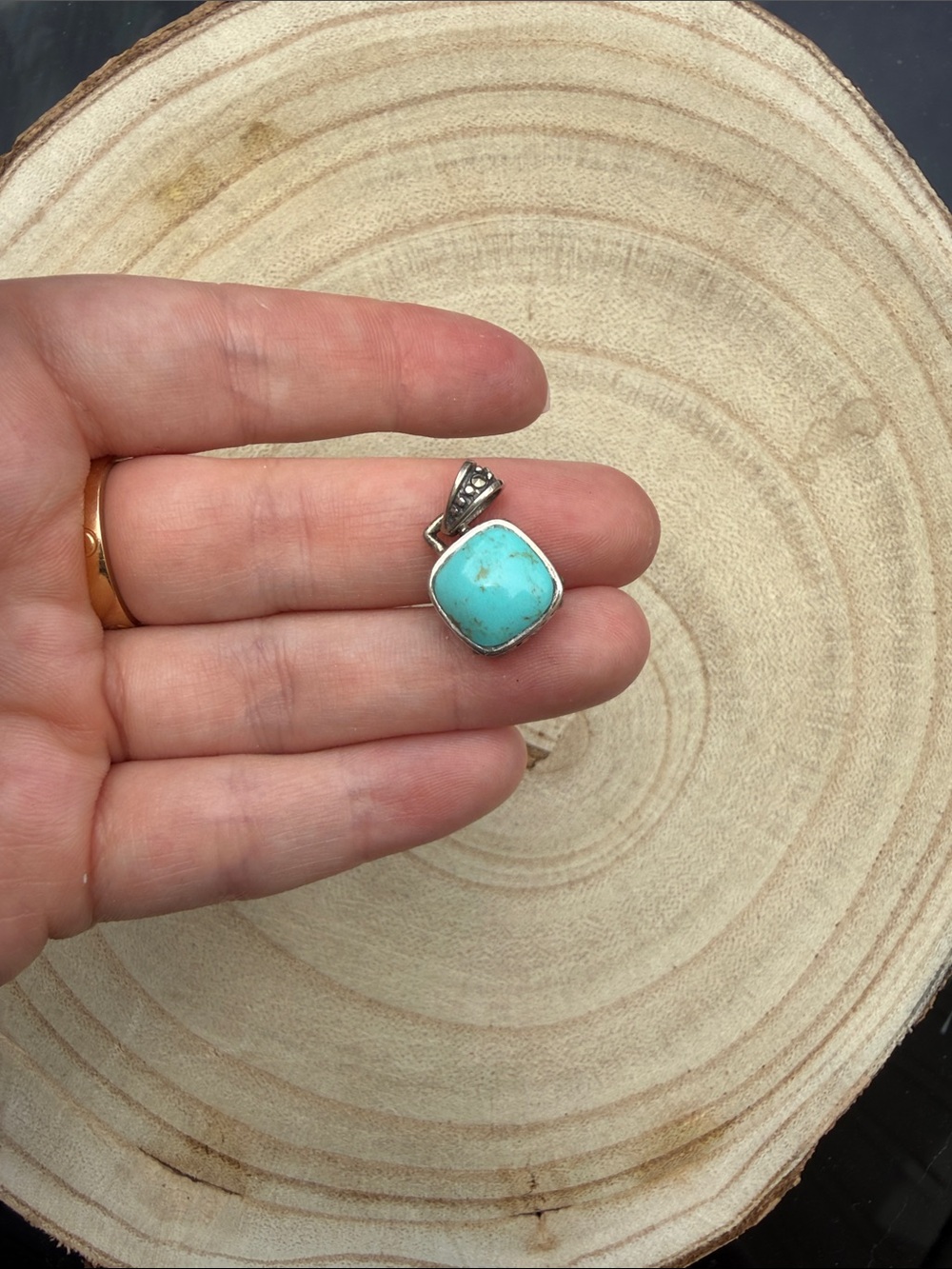 Sterling Silver 925 White Mother-of-Pearl and Turquoise Pendant Pendant Charm - Picture 4 of 9